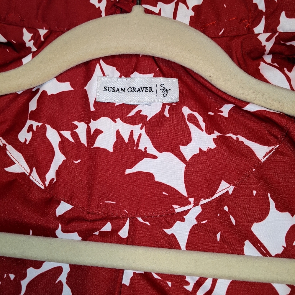 Susan Graver Red Quilted Floral Detailed Jacket XL